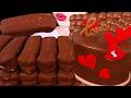 ASMR MUKBANG CHOCOLATE PARTY BUBBLE CHOCOLATE ICE CREAM CAKE MILKA 초콜릿 파티 아이스크림 케이크 밀카 초콜릿 먹방