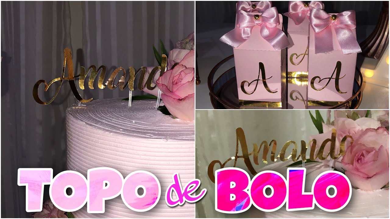 TOPO DE BOLO DOURADO SIMPLES - Feito com tesoura/sem silhouette !