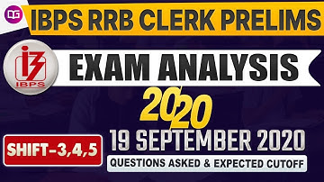 IBPS RRB Clerk Prelims (19 Sept 2020, Shift 3,4,5) | Exam Analysis with Memory Based Paper