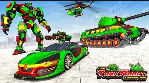 Robot transforming game of tanks in a transforming car with robot war tanks