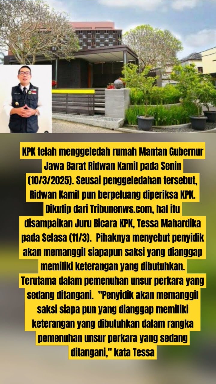Usai Rumahnya Digeledah KPK, Kini Ridwan Kamil Berpeluang Diperiksa KPK