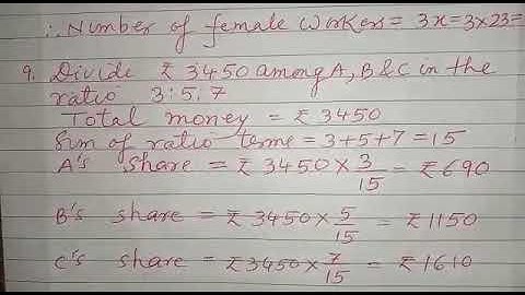 Class VI (Mathematics) Chapter No. 10 "Ratio, Proportion and Unitary Method”