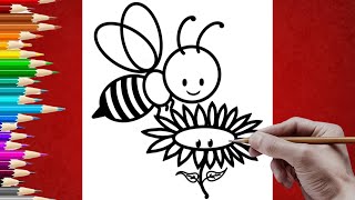تعليم رسم نحلة بطريقة سهلة خطوة بخطوة | رسم سهل| رسم كيوت | ارسم خطط draw a bee step by step easy