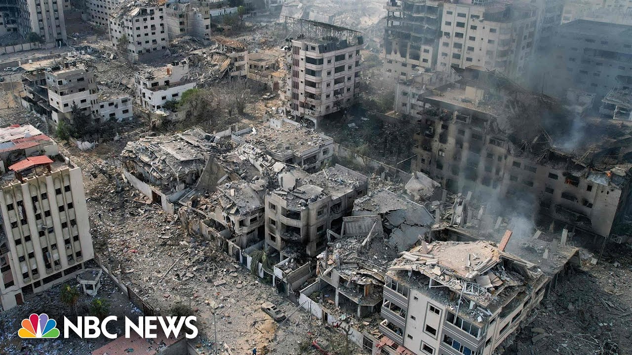 Drone video shows scale of Israeli airstrikes on Gaza