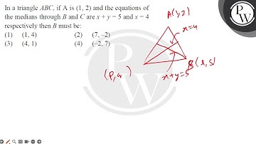 In a triangle \( A B C \), if \( \mathrm{A} \) is \( (1,2) \) and the equations of the medians t....