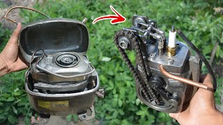 : I turn Fridge Compressor into 4 stroke Engine