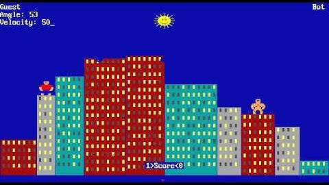 QBasic Gorillas - Gameplay