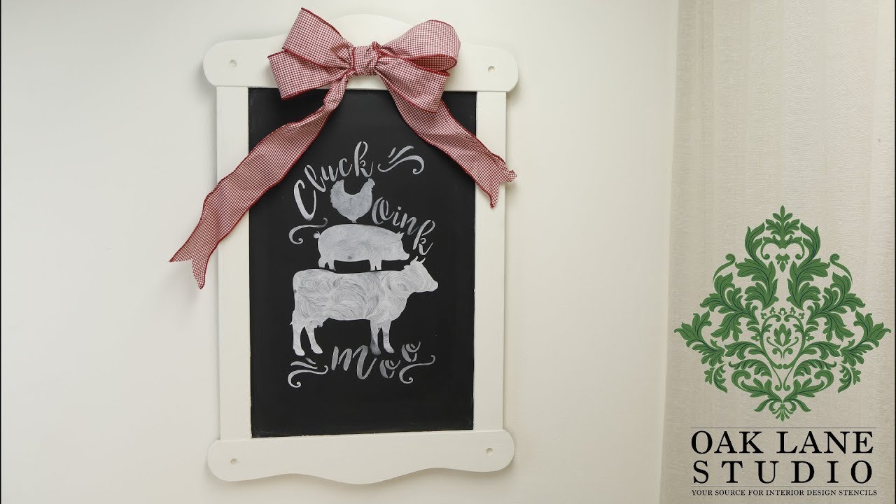 DIY Antique Farmhouse Chalkboard Chicken Pig Cow Stencil