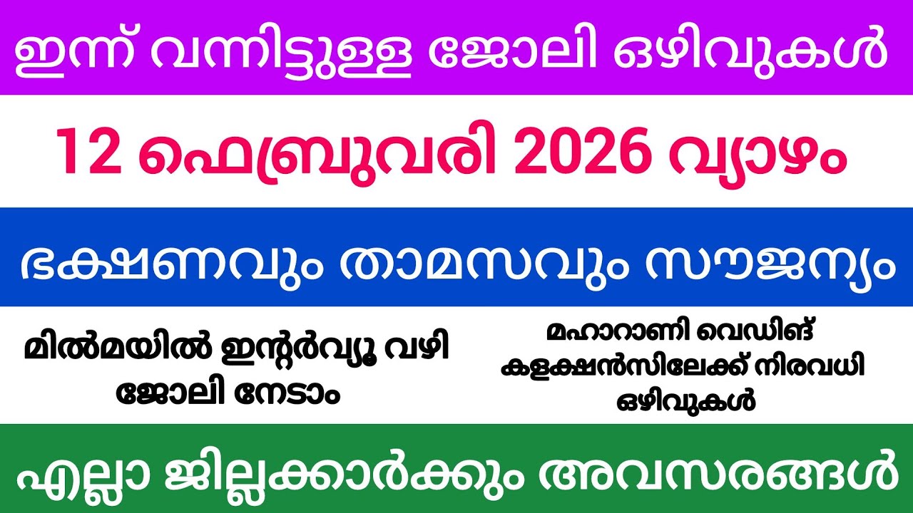 ഇന്ന് വന്ന ജോലി അവസരങ്ങൾ| kerala job vacancy today | latest job vacancy in kerala | job vacancy 2024