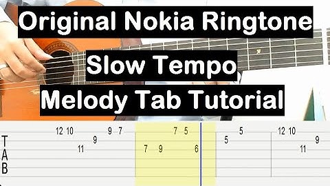 Original Nokia Ringtone on Guitar Melody Tab Tutorial (Slow Tempo) Guitar Lessons for Beginners