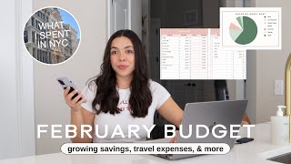FEBRUARY BUDGET WITH ME (building a savings, travel expenses, variable income)