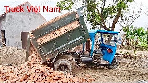 Công nông ba bánh chở 3000 gạch lên ben bốc đầu cực cao | máy nổ 36 Quang chai | hieu excavator