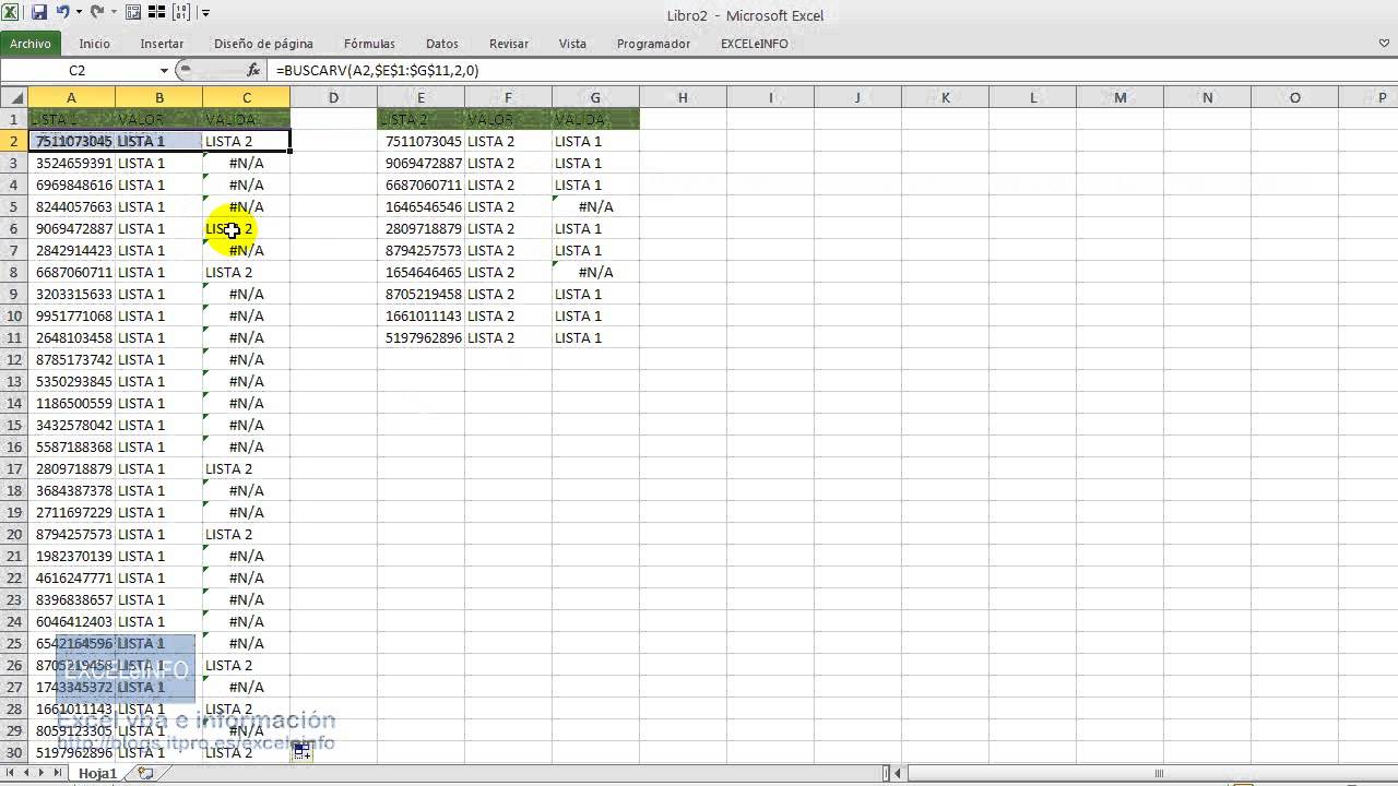 suficiente bendición neumonía Comparar dos listas en Excel con BUSCARV - YouTube