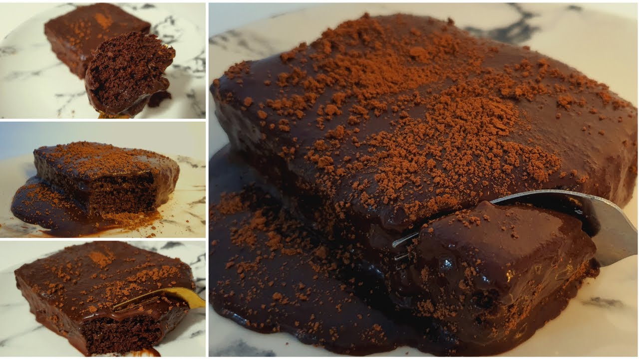 قولت ادوقها بس رحت خلصتها ما هي خفيفة جدا من غير اي دقيق🎂كيك الشيكولاتة الغرقان بدون منتجات الحليب