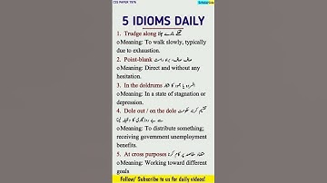 5 Idioms Daily CSS Paper 1976 ScholarSide #english #idioms #cssexams #cssenglish #precispaper