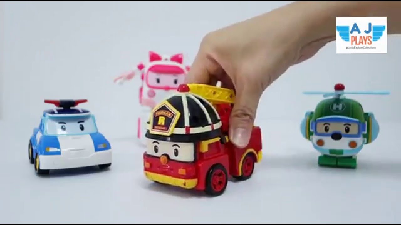 Robocar Poli Transforming Toy + Rescue Team Helly Roy Amber - YouTube