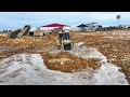 The Bes Bulldozer SHANTUI DH17C2 Push Mud &amp; Stone, Dump truck unloading, Filling Up The Land huge