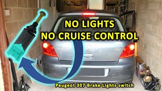No cruise control, no rear brake lights, change you brake lights switch, Peugeot 307