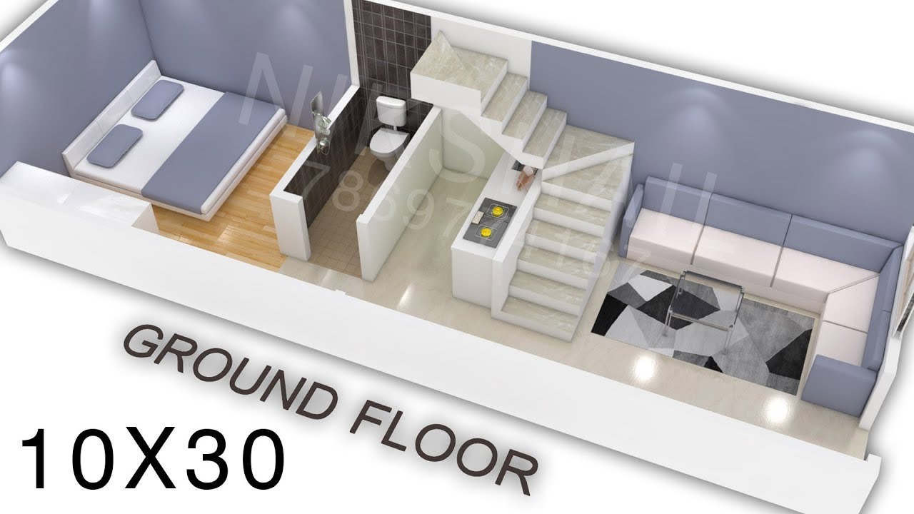 10X30 House plan design 3d view by nikshail YouTube