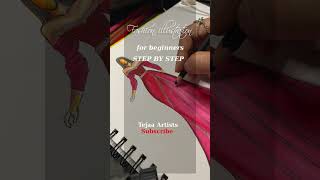 Fashion Illustration for Beginners || how to glitter effect on gown | fashion drawing | girl drawing