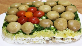 салат лесная поляна, праздничный салат лесная поляна, праздничный