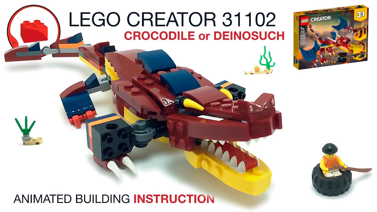 Lego Dinosaurs Crocodile Or Deinosuch Moc Lego Creator 31102 Alternative Build Tutorial Part 14 Youtube In 2021 Lego Dinosaur Lego Creator Lego