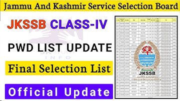 JKSSB Class-iv Recruitment Big Update || Selection List New Update || PWD List Official Update 🔥