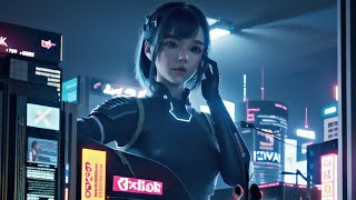 Cyberpunk world with giants - AI