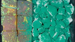 Dyed Green Gym Chalk with Chunks topped with Green Holi Powder
