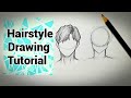 How to draw Hair &amp; Face Outline Sketch Drawing hair hairstyles easy step by step for beginners