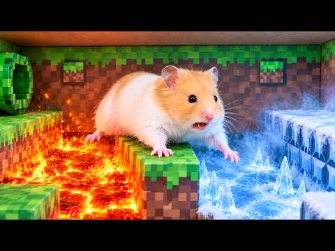 Hamster Escapes the Impossible Fire and Ice Minecraft Maze Challenge | Hamster Cardboard