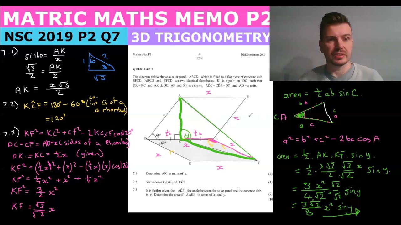 Matric Mathematics NSC Paper 2 November 2019 Memo - Question 7 (3D ...
