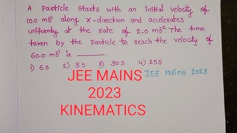 A particle starts with an initial velocity of 10.0m/s along x direction and accelerates uniformly at