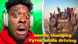SAUDIS CHANGING TYRES WHILE DRIVING Gaves Me Anxiety 😬📈 REACTION
