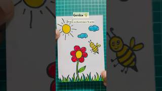 How to Draw A Garden Drawing Coloring Easy Garden for Kids Easy Park Drawing Step by Step
