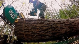 1 Ton Log on my Sawmill! Bad idea?- Ep23- Outsider Log Cabin