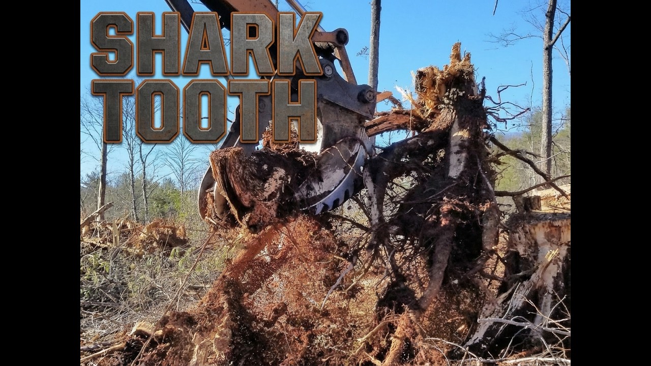 Ransome Shark Tooth Stump Splitter / Harvester splitting stumps in the mountains of North Carolina