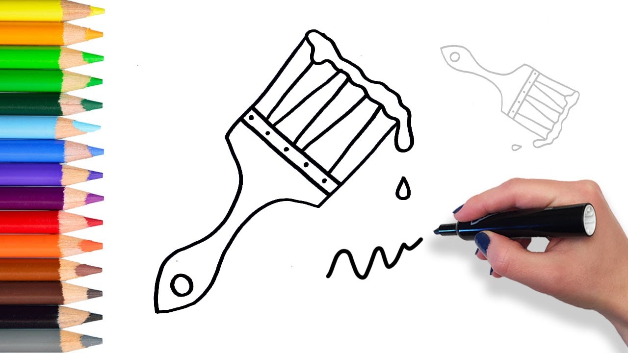 How to Draw a Wet Paint Brush | Coloring Pages for Kids - YouTube