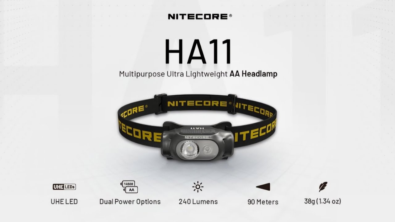 Nitecore HA11 - AA or 14500 Powered Lightweight Headlamp - 240 Lumens and 98 Meters!