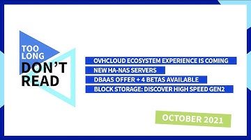 [FR] Block Storage, new NAS, Web PaaS & Cloud Databases | OVHcloud Product News - October 2021