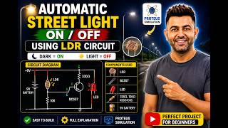 Automatic street light ON OFF using LDR circuit