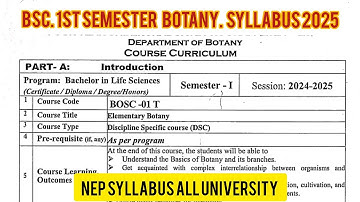 B.sc 1st semester botany syllabus 2025 🔥 NEP | elementary botany | all university 