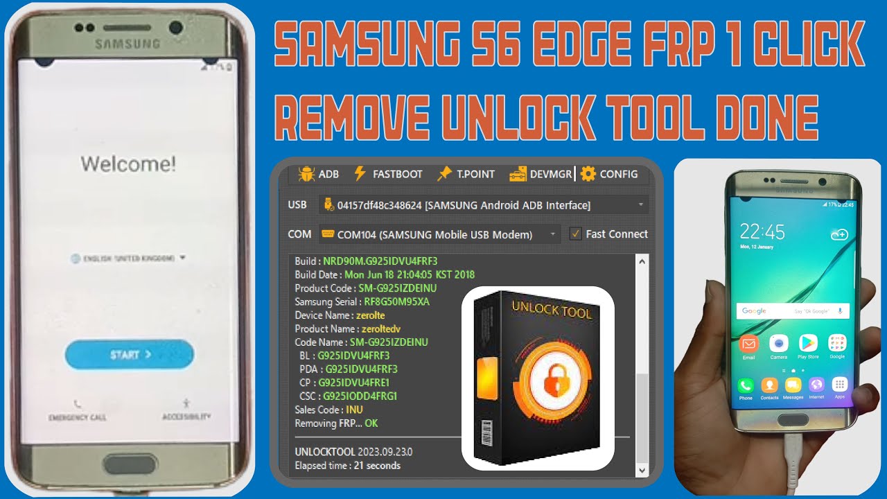 Samsung Galaxy S6 Edge (SMG925I)FRP Remove 1 Click adb Enable Unlock