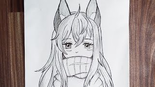 Easy anime drawing || How to draw anime girl easy step by step