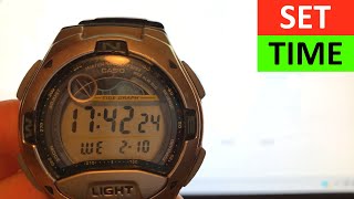 How to set Time on Casio W-753 Digital Watch - Setting time on Casio W-753