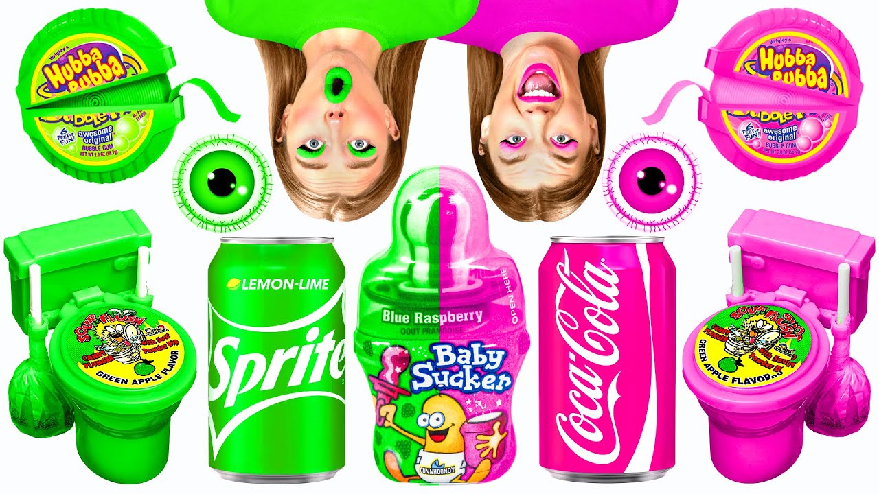 Розовая Еда vs Зеленая Еда Челлендж от BaRaDa Gold Challenge