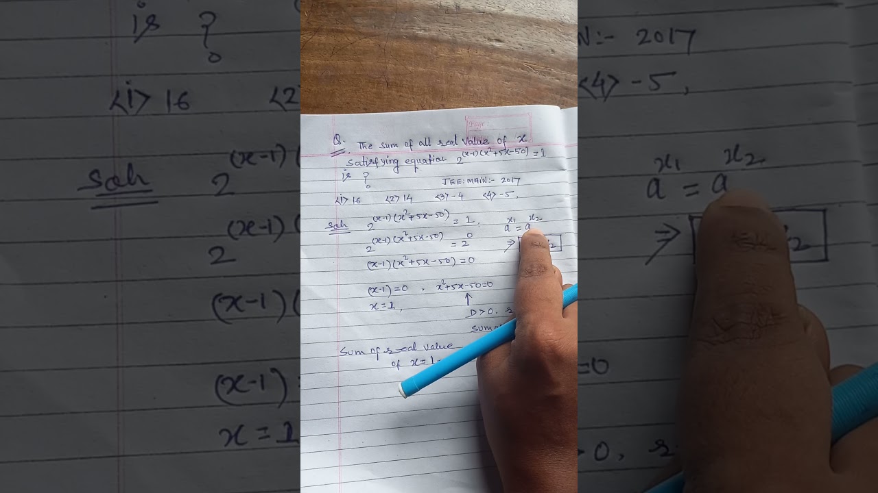 Jee Main 2017 Quadratic Equation Question solve with simple method