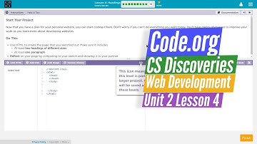 Headings Start Your Project Web Development 4.10 Code.org CSDiscoveries