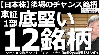 【日本株－後場のチャンス銘柄】東証１部、底堅い12銘柄！　8002丸紅、6902デンソー、7735SCREEN、4307野村総研、6920レーザーテック、6806ヒロセ電機など、堅調な銘柄を紹介する。