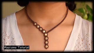 Macrame  Tutorial | DIY Macrame  Necklace with stone | Easy Macrame Tutorial